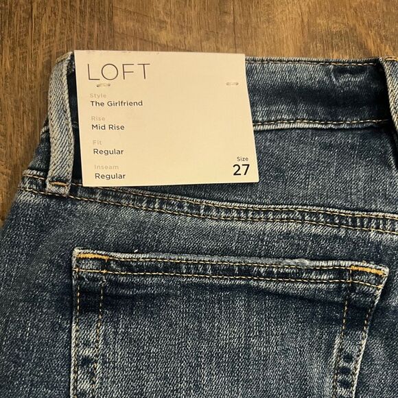 Loft Super Soft Girlfriend Mid Rise Regular Fit Womans Jeans Sz 27/4 Indigo Wash - Picture 5 of 12